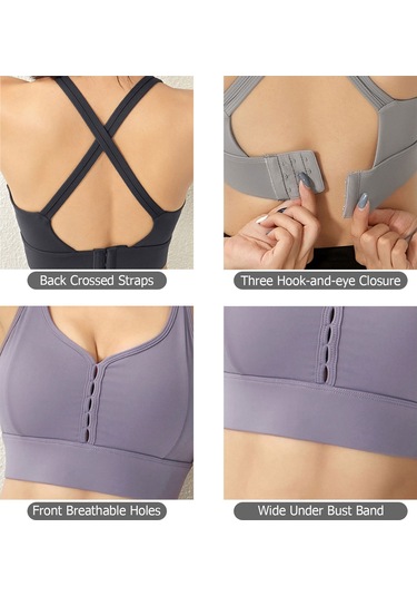 Reedark Hızlı Kuruyan Nefes Alabilen Spor Sütyeni - Çapraz Askılı, Çıkarılabilir Pedli, Asya Bedeni L Mor
