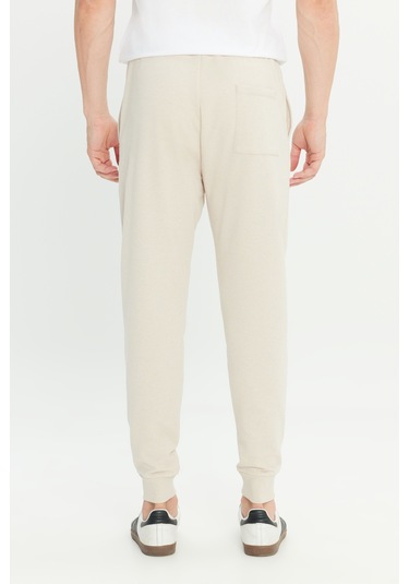 Erkek Bej Standart Fit 2 İplik Cepli Rahat Recycle Pamuklu Jogger Eşofman Altı Bej