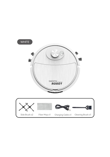 Elektrikli Süpürge Usb Şarj Süpürme Robotu Paspas Makinesi Pet Saç Sert Zemin Black Siyah