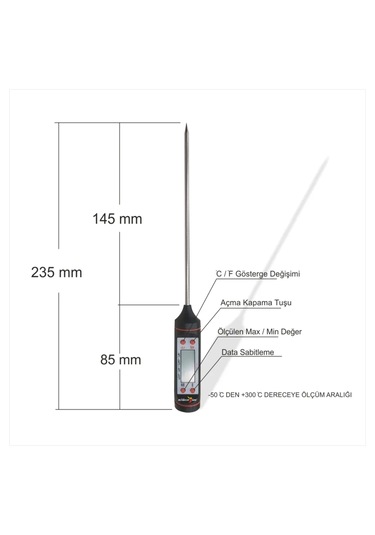 Uzun Et Süt Biftek Bonfile Patates Sıcaklık Termometresi Ölçer