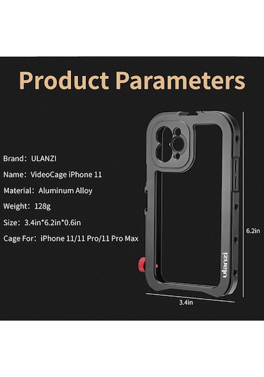 Ulanzi  Apple Uyumlu iPhone 11 Pro Metal Vlog Çerçeve