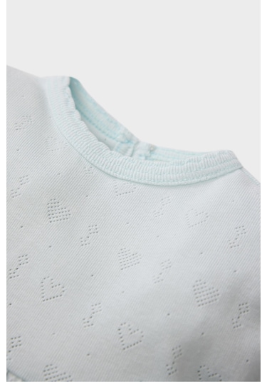 DeFacto Kız Bebek Pijama Takımı Ribana Uzun Kollu Üst Beli Lastikli Uzun Alt E0766A525SPBE61 Mavi