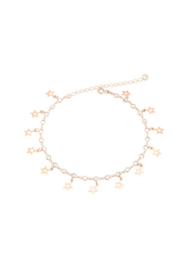 Brezza Lusso Jewelry Yıldız Model Su Yolu Sallantılı Gümüş Kadın Ayak Halhal Rose