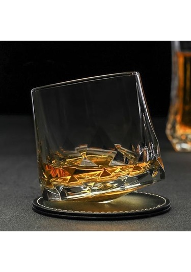 1 Adet Eski Moda Viski Kaya Cam Elmas Kalın Ağır Komik Döndür Viski Tumbler Xo Bira Gözlük Şarap Bardak Eski Moda Cam Altın