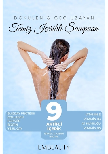 Embeauty Kolajen & Keratin Saç Dökülmesine Karşı Şampuan 400 ML