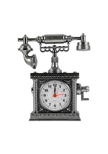 Retro Telefon Görünümlü Çalar Saat Masa Ve Raf Dekoru Çok Renkli