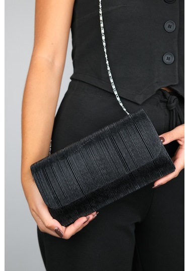 Ago Siyah Çizgili Kadın Abiye Çanta Çok Renkli