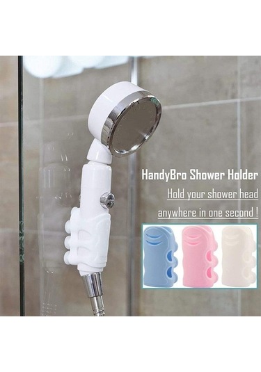 Primepickings Mavi 2 Adet Duş Başlığı Tutucu Yeniden Kullanılabilir Yumruksuz Duş Vantuz Tutucu Banyo Du 2 Katlı Gri