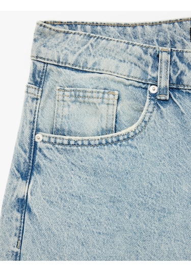 Koton Normal Bel Pamuklu Vintage Straight Fit Jean Pantolon Petrol 6wam40018ıd PETROL