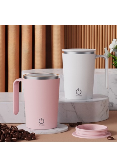 Springsun Stainless Steel Otomatik Manyetik Karıştırıcı Bardak - 380 Ml, Taşınabilir Kahve Fincanı, Kolay Temizlenir, Mavi Mavi