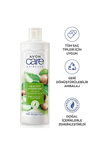 Avon Care Aloe Vera ve Makademya Fındığı Yağı Şampuan ve Saç Bakım Kremi 700 ML