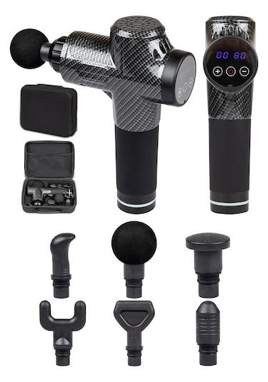 Thomax Masaj Tabancası 6 Başlıklı Profesyonel Masaj Aleti Siyah