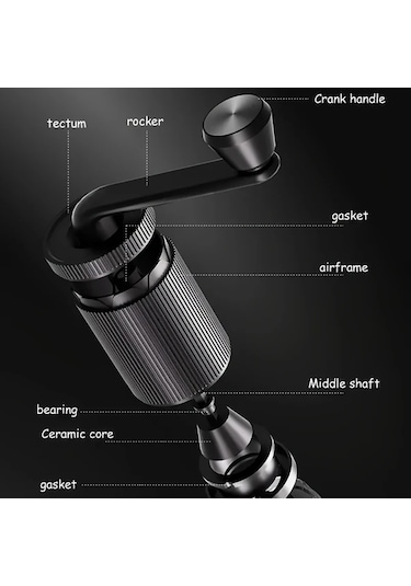 Cordial Siyah Manuel Taşınabilir Kahve Değirmeni, Ayarlanabilir Öğütücü, Ofis Ve Seyahat İçin