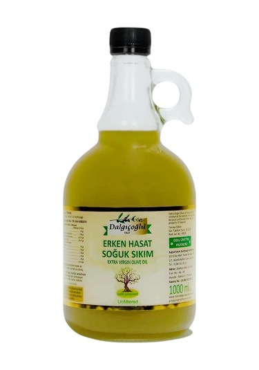 Dalgıçoğlu Soğuk Sıkım Erken Hasat Zeytinyağı Filtresiz Cam Yağdanlık 1 L