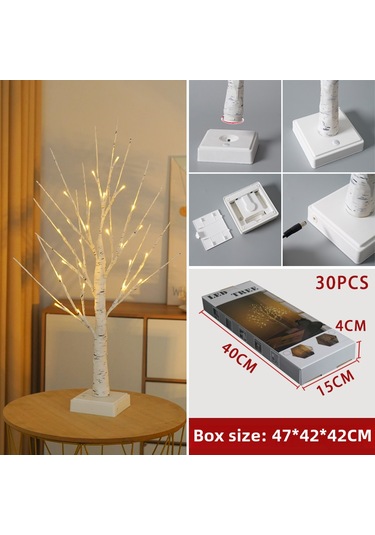 Youmex 60cm Yükseklikli 24 Led Işıkli Beyaz Meşe Ağaç Lambası, Zamanlama Fonksiyonu 6 Saat Açık/18 Saat Kapalı İle Noel, Parti Ve İç Mekan Dekorasyonu, Çıkartılabilir Taban, Sıcak Işık Diğer