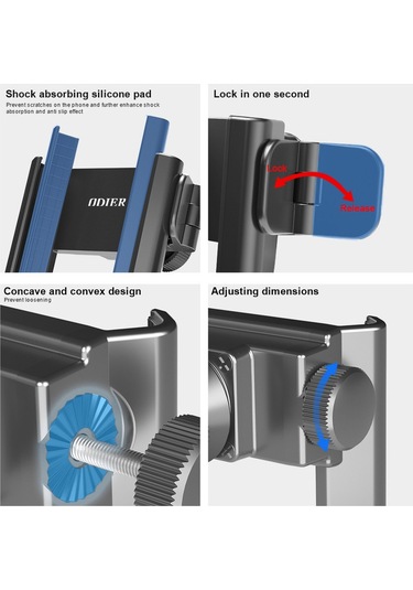 Odier Bisiklet Telefon Tutacağı Çabuk Açılan Kilitleme Tek Siyah