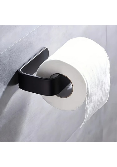 Sunshine011 Kendinden Yapışkanlı Siyah Duvar Kağıt Havlu Askısı - Mat Siyah, Delme Ve Vida Yok Siyah