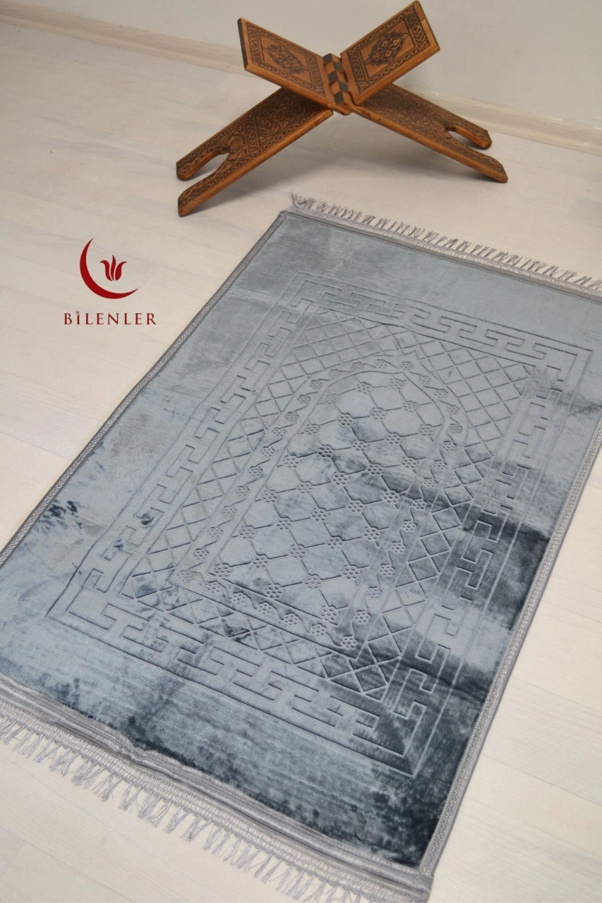 Peluş Seccade - 80x120 Cm - Ekstra Konforlu - Yumuşak Ve Geniş Ölçülü Gri