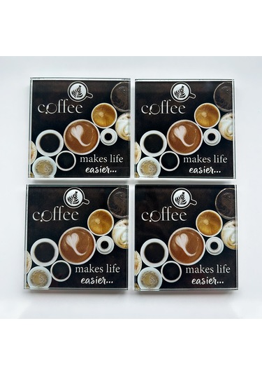 Decorita Cam Bardak Altlığı | Makes Life Easier | 4'lü Takım Çok Renkli