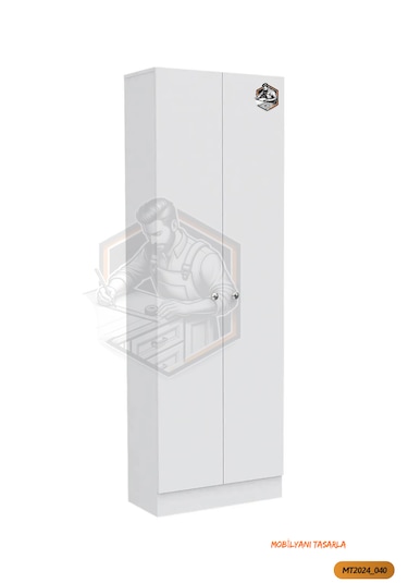 Tamamı Mdf 2 Kapaklı 5 Raflı Beyaz Boy Kiler Dolabı/erzak Dolabı