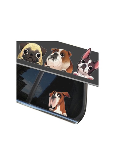 Sekiz Çizgi Film Köpek Yavrusu Araba Çıkartması Çok Renkli