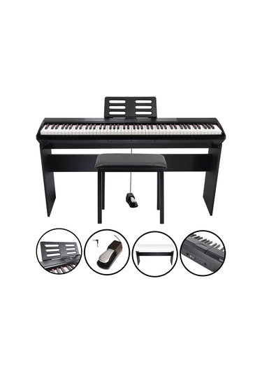 Jwin Sapphire Sdp-110 Çekiç Aksiyonlu 88 Tuşlu Dijital Piyano + Tabure - Siyah