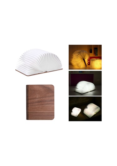 Xiyyadms Kahverengi Ceviz Ahşap 360 Katlanabilir Led Kitap Lambası - 3 Renk Işık, Su Geçirmez, Dahili Pil Xxs Diğer