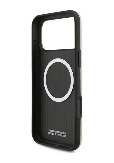 İphone 17 Pro Max Uyumlu Kılıf Bmw Lisanslı M-safeli Metal Logolu Delikli M Dizayn Deri Kapak Gri Gri