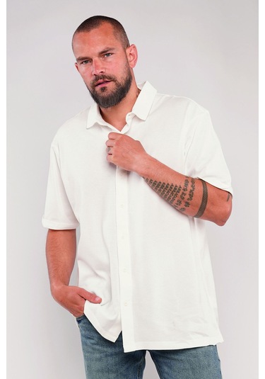 Gabria Katlama Kol Erkek Gömlek Beyaz