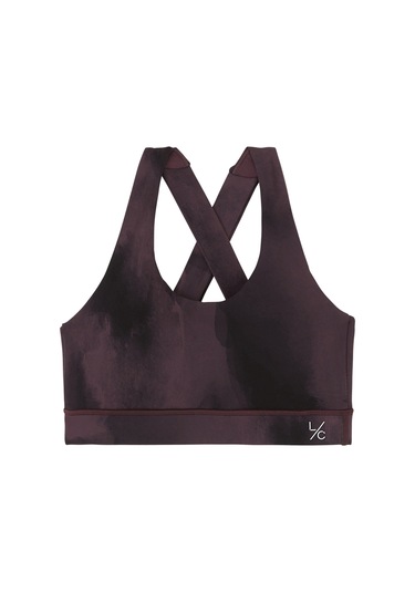 L Couture Marble Desenli Aktif Spor Sütyeni Mor