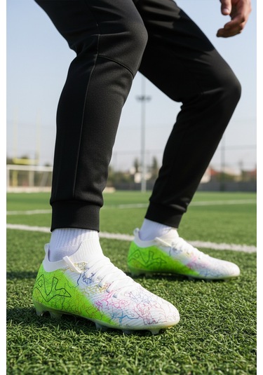 Beyaz Yeşil Bilekten Sarmalı Erkek Krampon Mh-252-153 M Beyaz-neon Yeşil