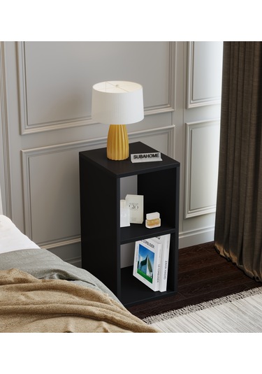 30 Cm Mdf Modern Siyah Komodin Çok Amaçlı Yan Sehpa
