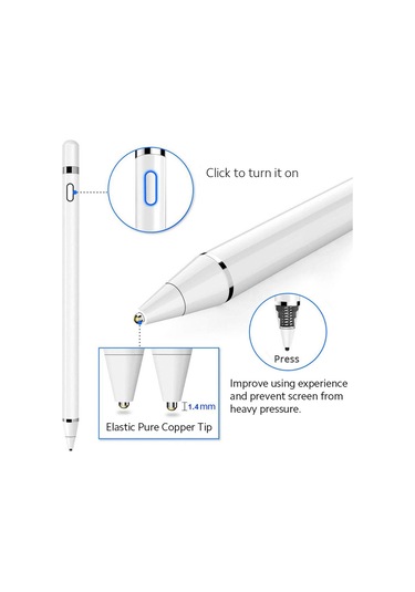 Singree Evrensel Stylus Kalem Esnek Bakır Uç Otomatik Kapanma İos Android Windows Kapasitif Ekran Siyah