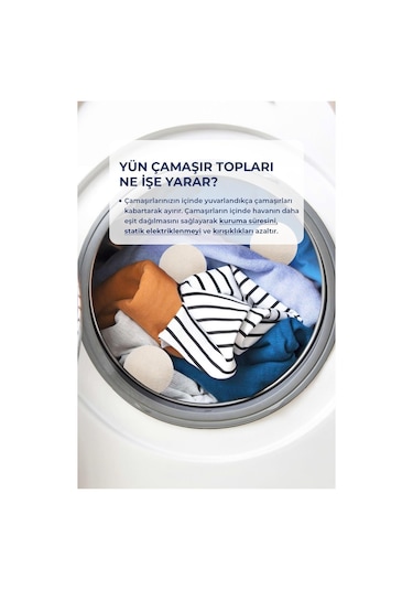 3 Lü Yün Kurutma Topu Doğal Çamaşır Yumuşatıcı - Keçe Kurutma Makinası Topları - Kırışık Önleyici, Tüy Toplayıcı Ve Lavanta Yağ Hediye