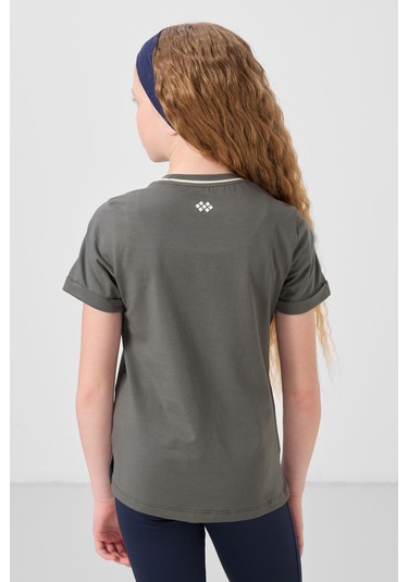 Haki Pamuklu O Yaka Standart Fit Basic Kız Çocuk T-shirt - 75177 Haki