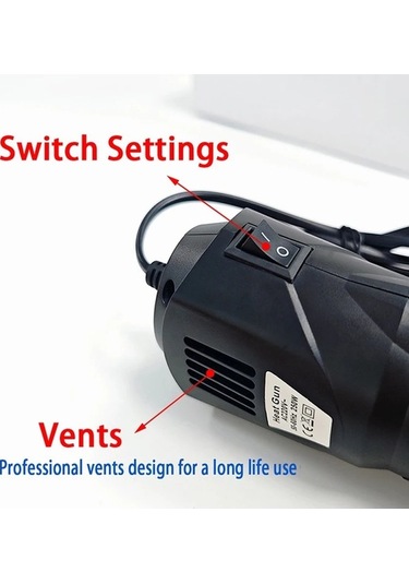 Createtech 220v Sıcak Hava Tabancası, 250w, Us/eu Prizli, Isı Üfleyici, Modern Tasarım