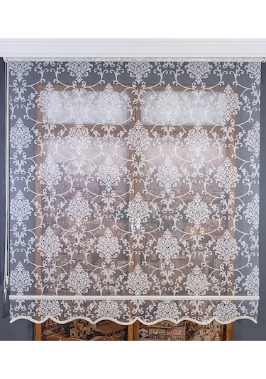 Çift Mekanizmalı Simli Tül Stor Perde Beyaz