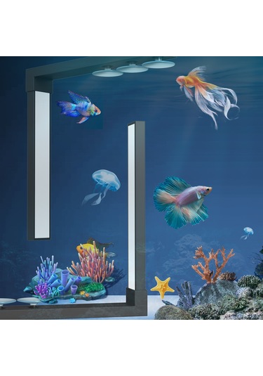 Dofolink Masaüstü Akvaryum Led Işığı - 6 Mavi Beyaz + 1 Gece Işığı, Dokunmatik Kontrol, Su Geçirmez, 3 Süspansiyon Aleti İle Sabitlenir Çok Renkli