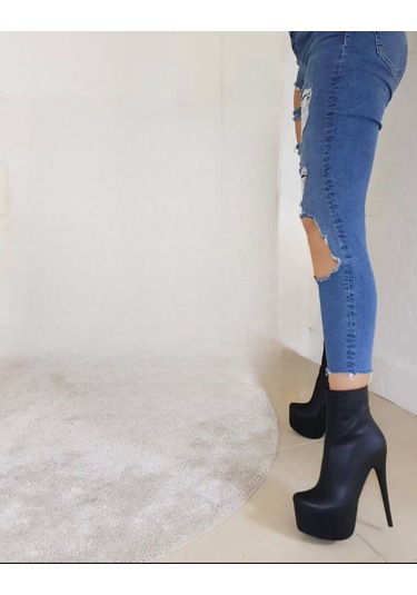 Prego Cilt Fermuarlı Tasarım Platform Kadın Bot SİYAH Siyah