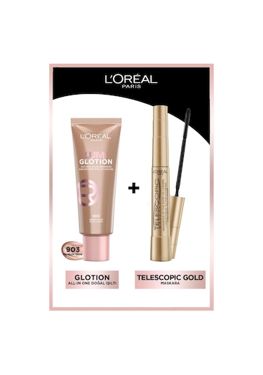 L'Oréal Paris Telescopic Maskara + Glotion All-In-One Doğal Işıltı 903 Medium Glow