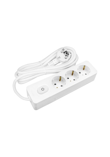 Seldur Grup Priz 3'lü Topraklı Anahtarlı 3 Metre Beyaz 3 M