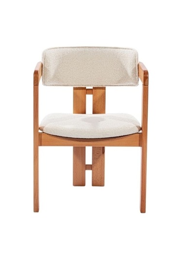 Narvik İskandinav Still T Model Ahşap Sandalye Natural - Beyaz