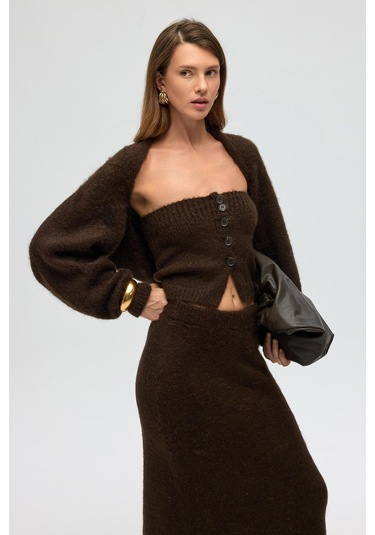 Vintera Kahve Üçlü Triko Takım Kahve