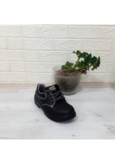 Newkamp Siyah Çelik Burun Bağacaklı Hakiki Deri İş Güvenlik Ayakkabı Siyah