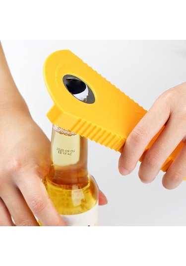 Konserve Şişe Açacağı Hafif Emek Tasarrufu Sağlayan Plastik Çok Amaçlı Kavanoz Kaymaz Şişe Açacağı Mutfak İçin Sarı