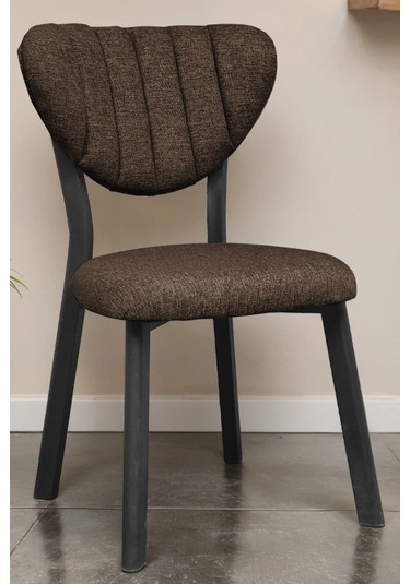 Nemeron Mutfak Masa Sandalyesi Kafe Restoran Yemek Odası Çizgili Yarmalı Sandalye Silinebilir - Yeşil Kahverengi