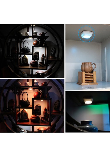 Ranyeek 3'lü Paket Rgb+beyaz Led Dolap Işığı, 4.5v 1w, Pil Beslemeli, Kablosuz, Uzaktan Kumanda, Işık Seviyesi Ayarlı, Zamanlama Fonksiyonu, Duvar/staircase/odalar İçin Beyaz