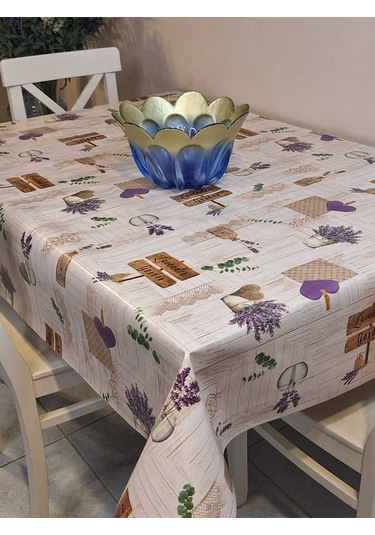 Elyaflı Pvc Muşamba - Desenli Silinebilir Masa Örtüsü Mrl213c Mavi