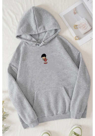 Chen Üzümlü Kekim Baskılı Sweatshirt Gri