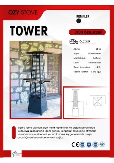 Ozystove Tower Pelet Sobası